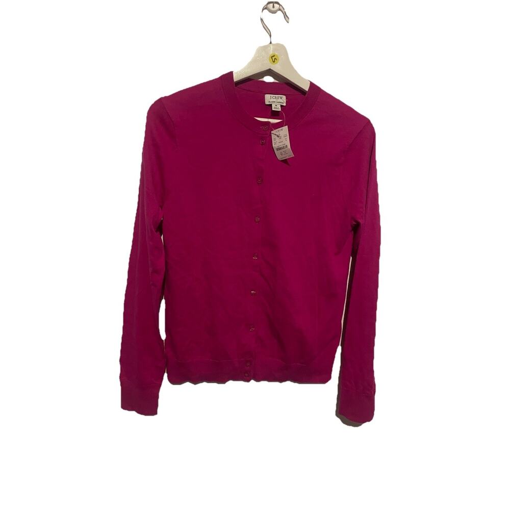 J Crew NWT Classic Long Sleeve Cotton Cardigan Sweater‎ Pink Valentines | Sz Med